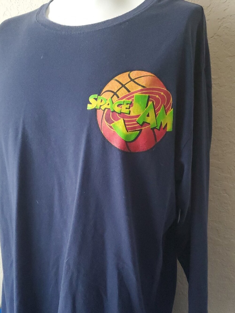 Vintage 90s Space Jam Warner Bros Long Sleeve Navy Shirt Looney Tunes Large XL